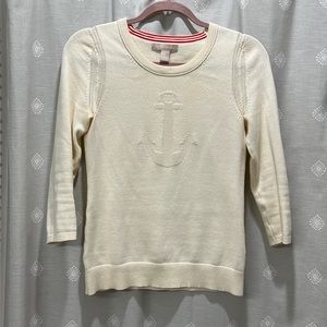 Banana Republic cream nautical anchor sweater XS